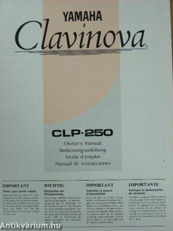 Yamaha Clavinova CLP 250 Owner's Manual