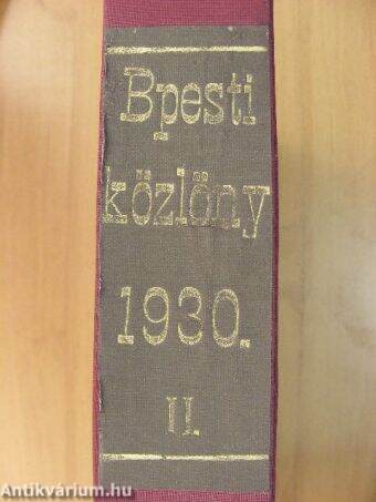 Budapesti Közlöny 1930. július-december II.