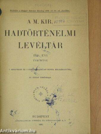 A M. Kir. Hadtörténelmi Levéltár 1926. évi Évkönyve