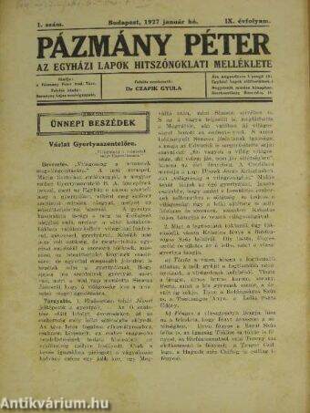 Pázmány Péter 1927. (nem teljes évfolyam)