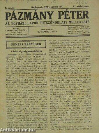 Pázmány Péter 1924. január-december