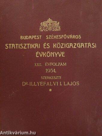 Budapest Székesfőváros Statisztikai és Közigazgatási Évkönyve 1934.