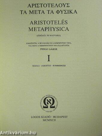 Aristotelés metaphysica I.