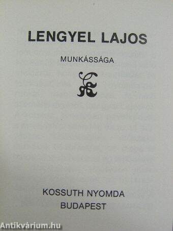 Lengyel Lajos munkássága (minikönyv)