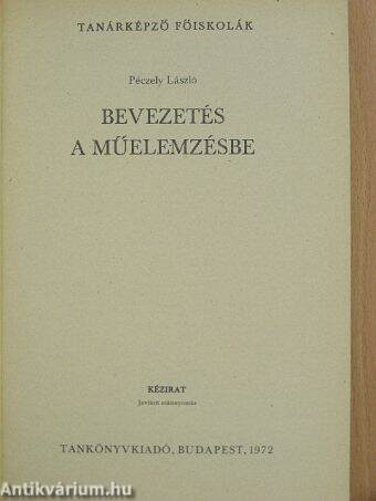 Bevezetés a műelemzésbe/Bevezetés az irodalomelméletbe és az irodalomtudományba