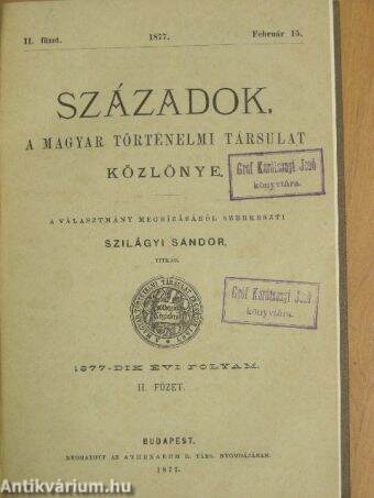 Századok 1877. január-december I-II.