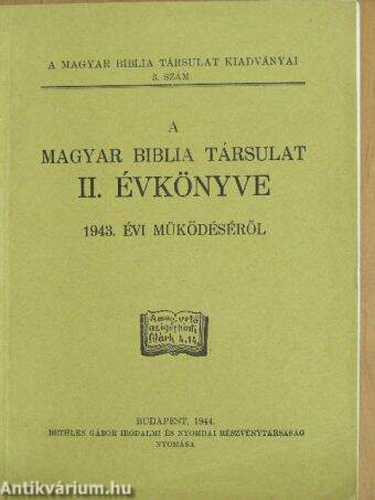 A Magyar Biblia Társulat II. Évkönyve