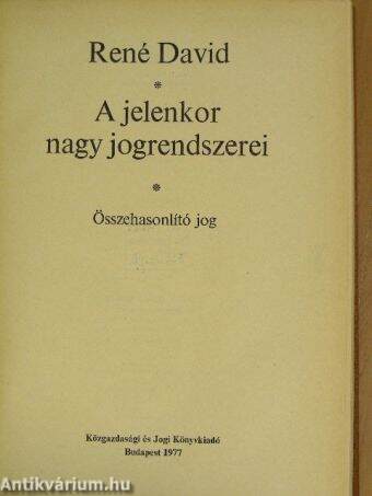 A jelenkor nagy jogrendszerei