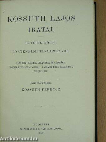 Kossuth Lajos iratai VII.