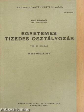 Egyetemes tizedes osztályozás - Segédtáblázatok