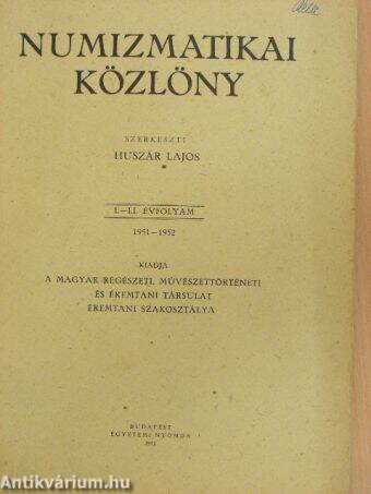 Numizmatikai közlöny 1951-1952