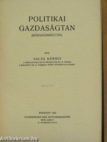 Politikai gazdaságtan I. (töredék)