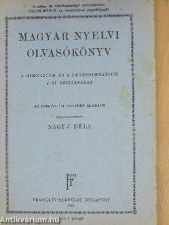 Magyar nyelvi olvasókönyv