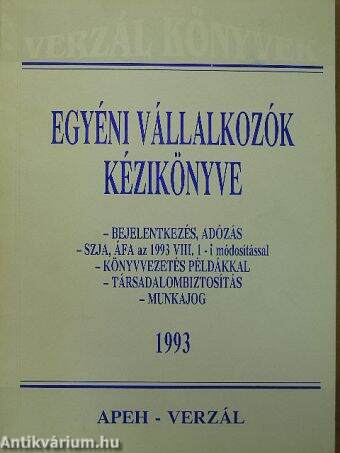 Egyéni vállalkozók kézikönyve 1993