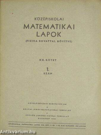 Középiskolai matematikai lapok 1960/1.