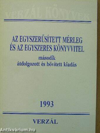 Az egyszerűsített mérleg és az egyszeres könyvvitel 1993