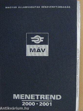 Hivatalos menetrend 2000-2001