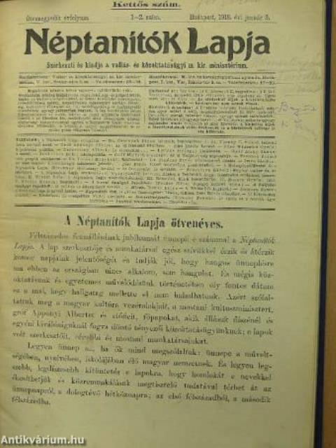 Néptanítók Lapja 1918. (nem teljes évfolyam)