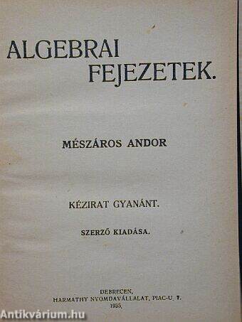 Algebrai fejezetek