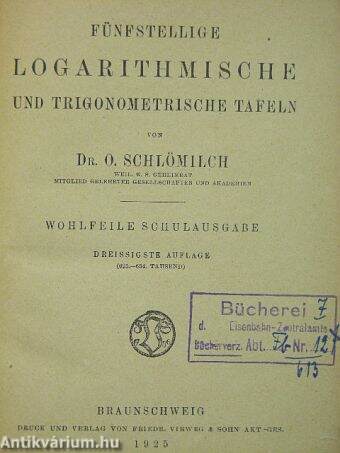 Fünfstellige logarithmische und trigonometrische Tafeln