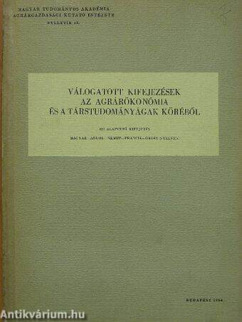 Válogatott kifejezések az agrárökonómia és a társtudományágak köréből