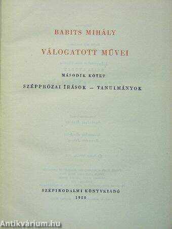 Babits Mihály válogatott művei II.