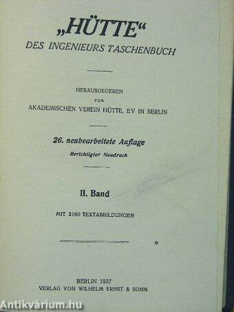 Hütte - Des Ingenieurs Taschenbuch II. (Töredék)