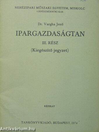 Ipargazdaságtan III.