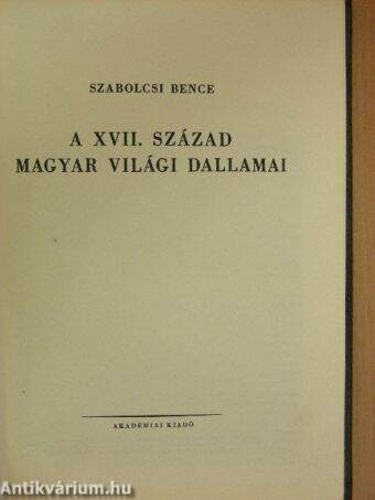 A XVII. század magyar világi dallamai