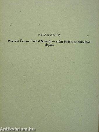 Piranesi Prima Parte-kötetéről - ritka budapesti alkotások alapján