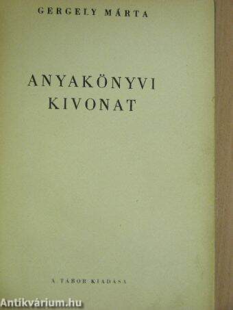 Anyakönyvi kivonat