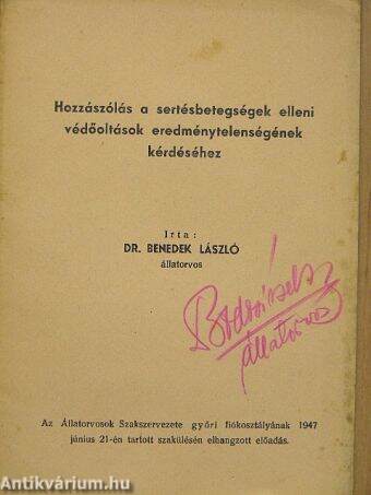 Hozzászólás a sertésbetegségek elleni védőoltások eredménytelenségének kérdéséhez