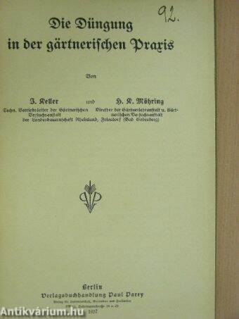 Die Düngung in der gärtnerischen Praxis (gótbetűs)