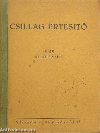 Csillag értesitő 1929. augusztus-december