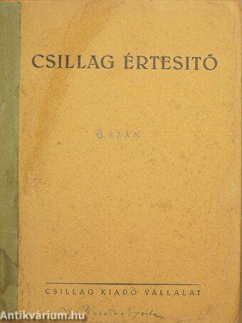 Csillag Értesitő 1930. január-május, november-december