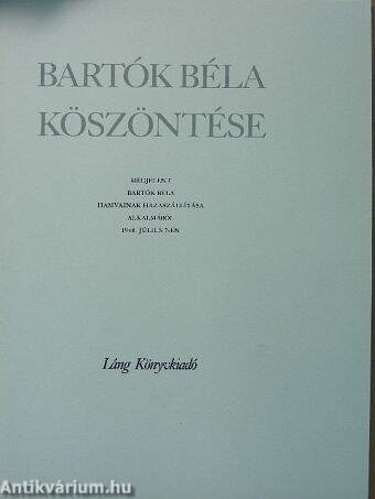 Bartók Béla köszöntése - rézkarc melléklettel