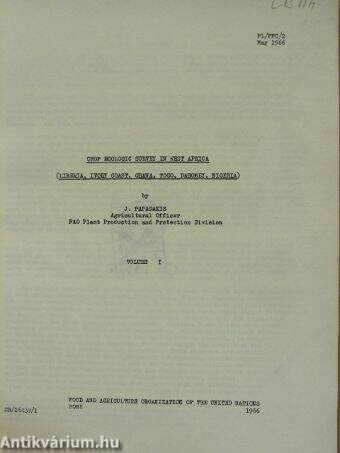 Crop Ecologic Survey in West Africa (Liberia, Ivory Coast, Ghana, Togo, Dahomey, Nigeria) I. (töredék)