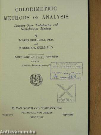 Colorimetric Methods of Analysis Including Some Turbidimetric and Nephelometric Methods I.