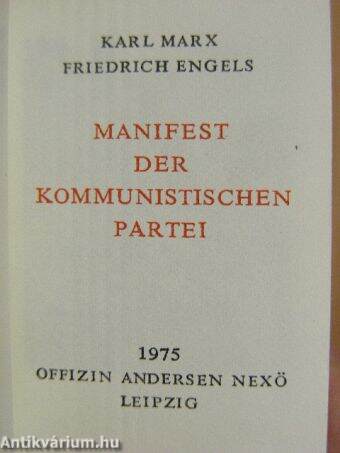 Manifest der Kommunistischen Partei (minikönyv)