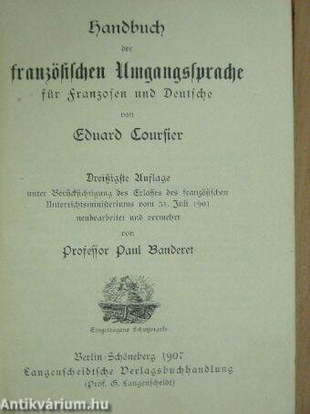 Handbuch der französischen Umgangssprache für Franzosen und Deutsche (gótbetűs)