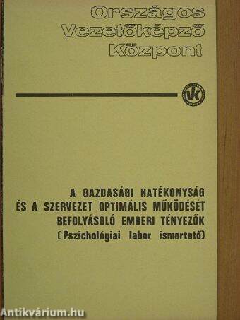 A gazdasági hatékonyság és a szervezet optimális működését befolyásoló emberi tényezők