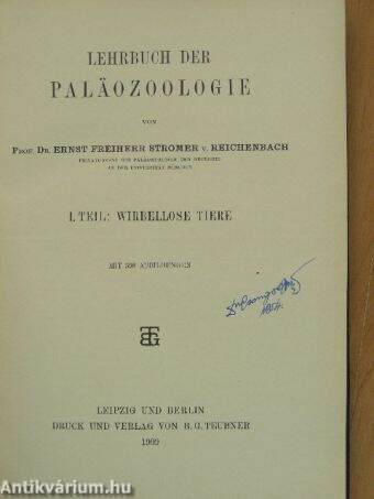 Lehrbuch der Paläozoologie I.