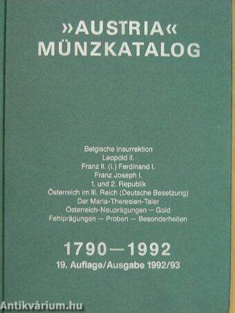 "Austria" Münzkatalog 1790-1992