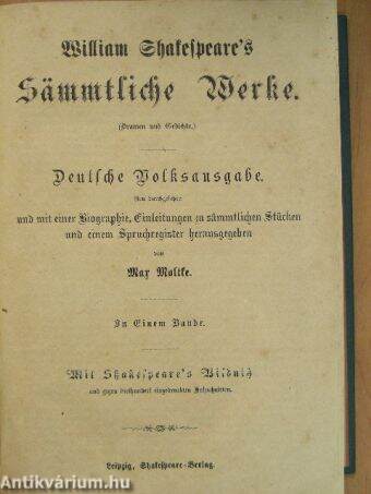 William Shakespeare's Sämmtliche Werke (Dramen und Gedicht) (gótbetűs)