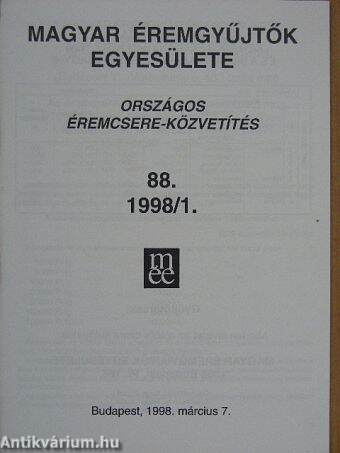 Országos éremcsere-közvetítés 1998/1.