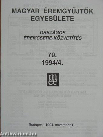 Országos éremcsere-közvetítés 1994/4.