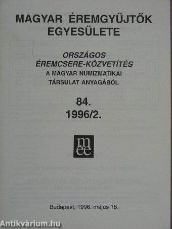 Országos éremcsere-közvetítés 1996/2.
