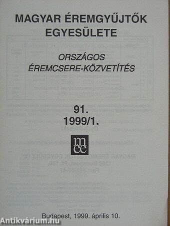 Országos éremcsere-közvetítés 1999/1.