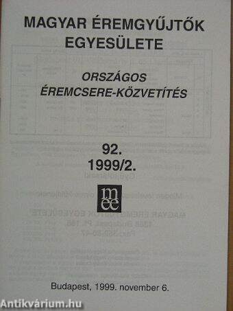 Országos éremcsere-közvetítés 1999/2.