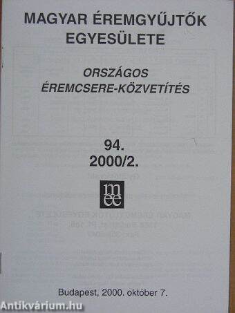 Országos éremcsere-közvetítés 2000/2.